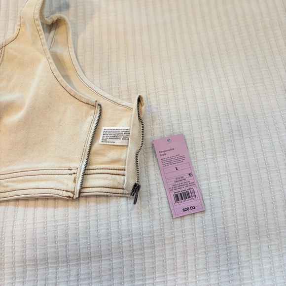 Wild Fable NWT Women's Cream Denim Cropped Tank Top Side Zipper Size L, XL & XXL - Picture 5 of 10